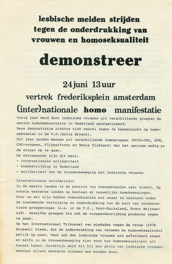 Homo-demonstratie - 24 juni 1978