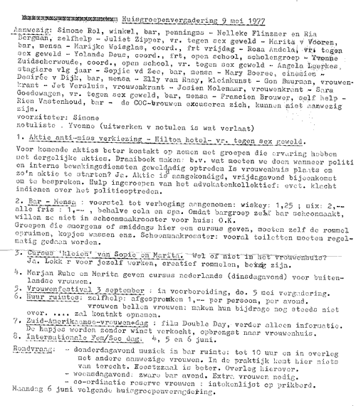 Huisgroepenvergadering 7 mei 1977